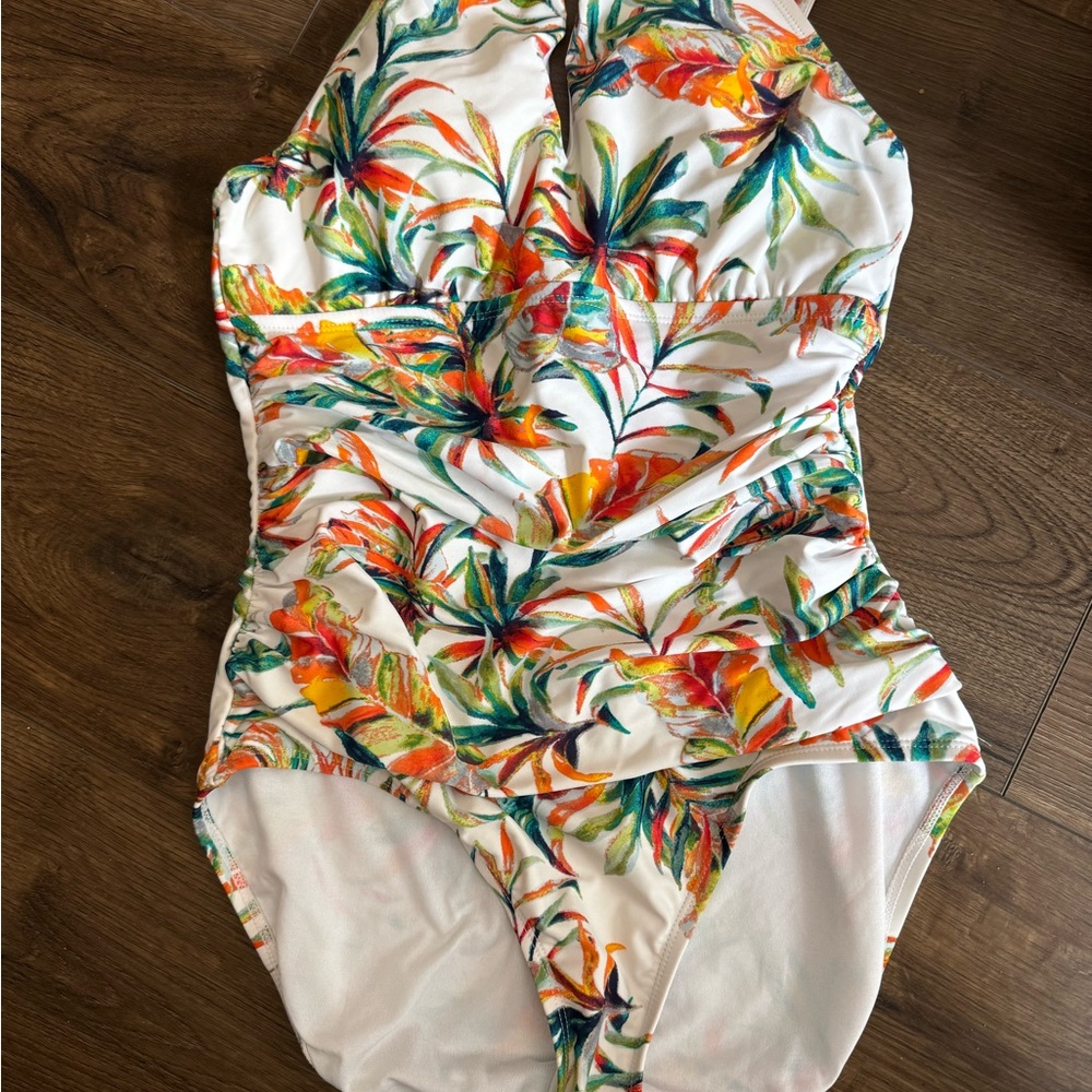 Ellen Tracy Tropical Print One-Piece Swimsuit